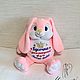Bunny pink stuffed toy with embroidery metrics. Stuffed Toys. igolochka51. Online shopping on My Livemaster.  Фото №2