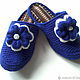 Knitted bedroom Slippers - flip flops ( color - ultramarine ). Slippers. Makosh. My Livemaster. Фото №5
