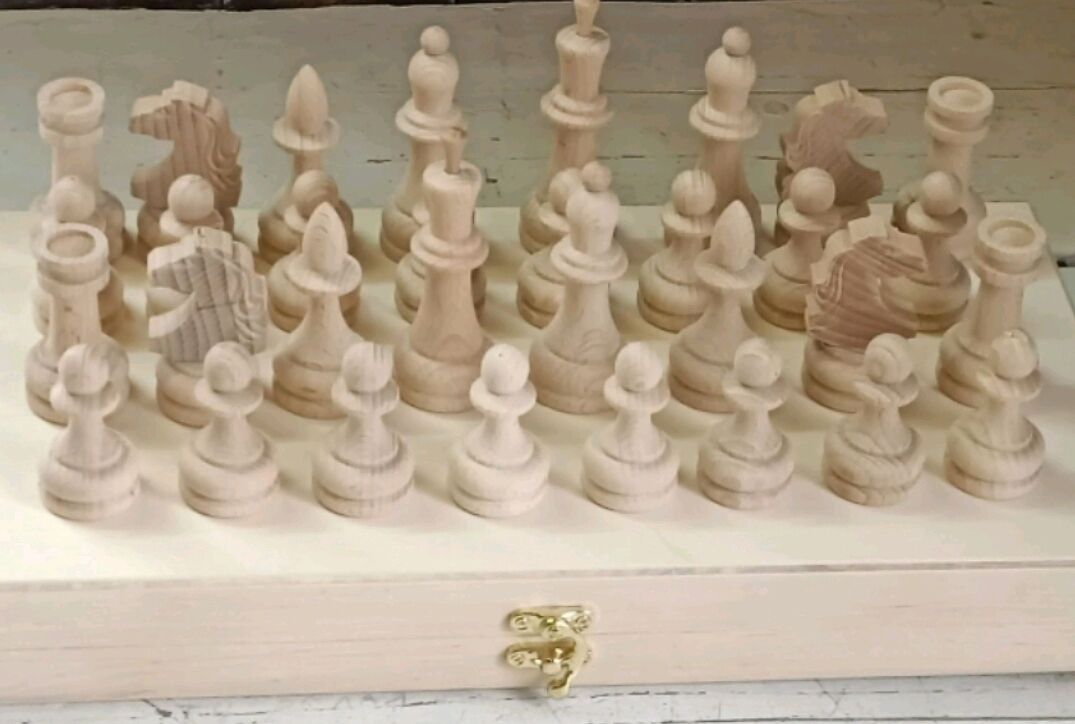 ShF50255 Chess pieces with Board 50 25 5.6 cm, Blanks for decoupage and painting, Moscow,  Фото №1