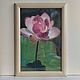 Picture of a pink Lotus flower on a green background in a frame, pastel. Pictures. olga-klim (olga-klim). My Livemaster. Фото №5