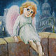 Angel and the city of Petersburg, a postcard or a reproduction of the painting, Cards, St. Petersburg,  Фото №1