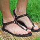Order Greek Sandals sandals leather and suede brown Croco. Katorina Rukodelnica HandMadeButik. Livemaster. . Slingbacks Фото №3