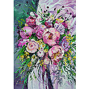 Картины и панно handmade. Livemaster - original item Painting with peonies and roses 
