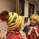 Шапка бини "КАМУШКИ» с помпоном жёлтая. Шапки. Анна Лесникова      Les accessoires. Ярмарка Мастеров.  Фото №6