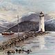 Seascape Painting on canvas (blue purple lighthouse), Pictures, Yuzhno-Uralsk,  Фото №1