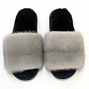 Обувь ручной работы handmade. Livemaster - original item Slippers made of natural fur Mink and Sheepskin. Handmade.