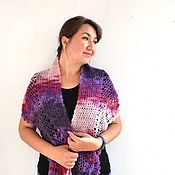 Аксессуары handmade. Livemaster - original item Scarf crocheted from soft feather yarn, berry mix. Handmade.