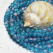 Материалы для творчества handmade. Livemaster - original item Beads 33 pcs round 6 mm Pink-blue crackle. Handmade.