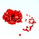 Валяная брошка цветок украшение. Красный классика, Брошь-булавка, Санкт-Петербург,  Фото №1