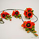 Set of jewelery 'Poppies'. Flowers from polymer clay, Jewelry Sets, Zarechny,  Фото №1
