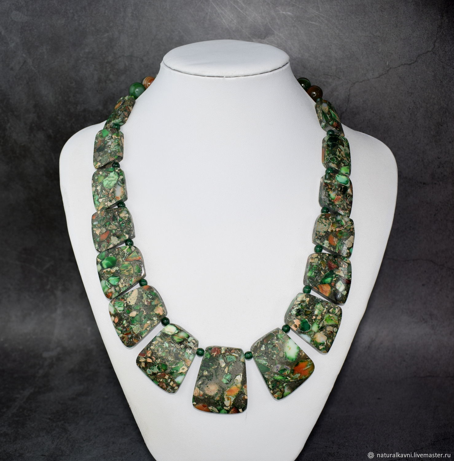 NEW!Natural green variscite and agate necklace, Necklace, Moscow,  Фото №1