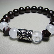 Украшения handmade. Livemaster - original item Bracelet with the rune Evaz, with garnet, white quartz. Handmade.