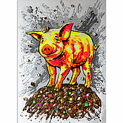 Картины и панно handmade. Livemaster - original item Pictures: The King pig). Handmade.