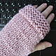 Ladies knitted pink fingerless gloves, fingerless gloves, gift, Mitts, ,  Фото №1