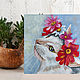 The picture of the cat in the wreath oil Painting cute cat. Pictures. Yulia Berseneva ColoredCatsArt. My Livemaster. Фото №6
