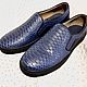 Slip-ons made of genuine python and nubuck leather, in dark blue color!. Slip-ons. SHOES&BAGS. My Livemaster. Фото №6