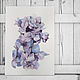 Заказать Акварельный принт Blue flowers (гортензия голубой фиолетовый). Pastel (Бахматова Елена). Ярмарка Мастеров. . Аксессуары для кукол и игрушек Фото №3