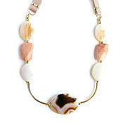 Украшения handmade. Livemaster - original item Aventurine and agate necklace, beige necklace, delicate necklace. Handmade.