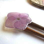 Украшения handmade. Livemaster - original item Wooden hairpin made of beech with a real Hydrangea flower Eco. Handmade.