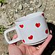 A smooth mug with red hearts as a gift to a loved one of the heart. Mugs and cups. DASHA LEPIT | Ceramic tableware (dashalepit). Online shopping on My Livemaster.  Фото №2