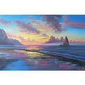 Картина с морем Пляж картина маслом ракушка Картина тучи над морем