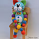 The cat Is blue with a beaded toy, crochet. Teethers and rattles. Zzabava. My Livemaster. Фото №5