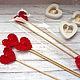 Set of 5 Knitted Heart Toppers for Cake Decoration, flower red. Toppers for bouquets. BarminaStudio (Marina)/Crochet (barmar). My Livemaster. Фото №5