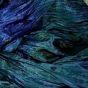 Аксессуары handmade. Livemaster - original item Blue green silk scarf for women long thin pressed sheila. Handmade.