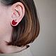 Crimson stud earrings (carnations), glossy. Stud earrings. ToutBerry. My Livemaster. Фото №6