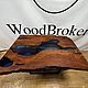 Столешница из эпоксидной смолы и слэба термограба 110х75. Столы. WoodBroker. Интернет-магазин Ярмарка Мастеров.  Фото №2