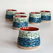 Керамический горшок-вазочка с резным декором