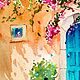 Watercolor painting southern house with a door a pot of bougainvillea flowers. Pictures. Olga Ermakova art. My Livemaster. Фото №6