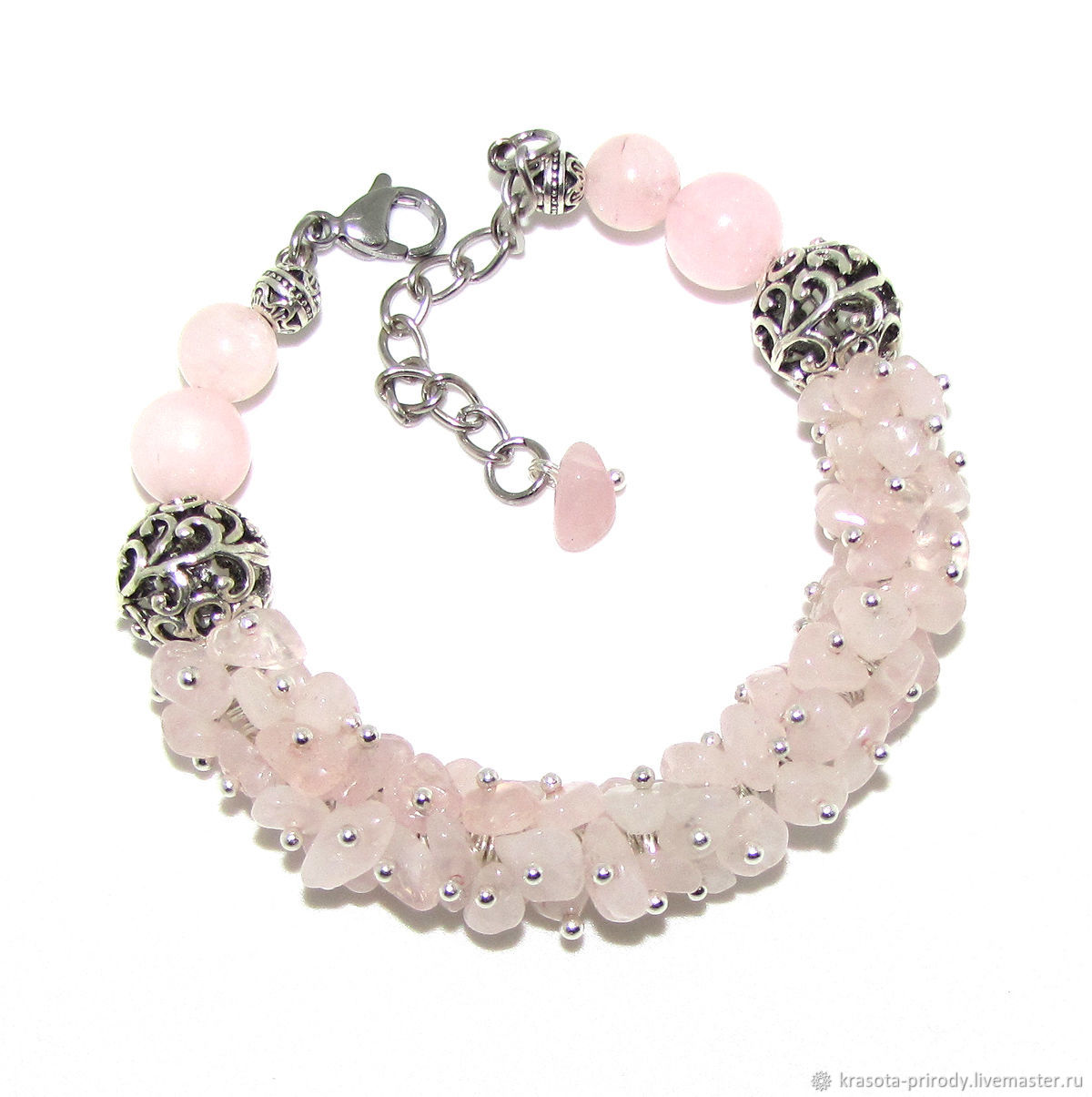 Bracelet bunch of rose quartz, Bead bracelet, Moscow,  Фото №1