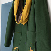 Одежда handmade. Livemaster - original item coat: Green coat with fox. Handmade.
