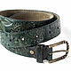 Dark green leather belt, width 3,4 cm, Straps, Ivanovo,  Фото №1