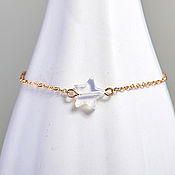 Украшения handmade. Livemaster - original item Thin chain bracelet with a star of moonstone. Handmade.