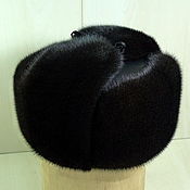 Аксессуары handmade. Livemaster - original item Hat mens. Classic ushanka mink and natures. leather or suede. Handmade.