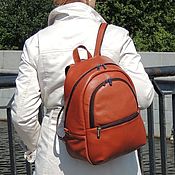Сумки и аксессуары handmade. Livemaster - original item Backpacks: Women`s leather backpack red Xanthe zipper Mod P43-102. Handmade.