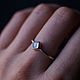 A thin textured silver ring with a square moonstone, Rings, Moscow,  Фото №1