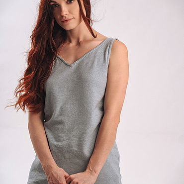 Женская серая майка из конопли. Натуральная одежда Uzor Wear. Одежда женская ручной работы - Ярмарка Мастеров Одежда женская ручной работы. Ярмарка Мастеров - ручная работа Женская серая майка из конопли. Handmade.