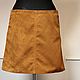 Skirt Amazon from natural suede mustard with smooth edge. Skirts. Katorina Rukodelnica HandMadeButik. My Livemaster. Фото №5