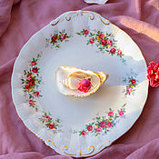 Посуда ручной работы. Ярмарка Мастеров - ручная работа Vintage porcelain round dish with roses Royal Standart England. Handmade.