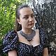 Колье Летние сумерки, серое плетеное колье, коклюшечное кружево, Колье, Пенза,  Фото №1
