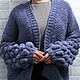 Кардиган  женский темно-синий или серый  вязаный спицами. Кардиганы. AccessoriesWool мягко и комфортно. Интернет-магазин Ярмарка Мастеров.  Фото №2
