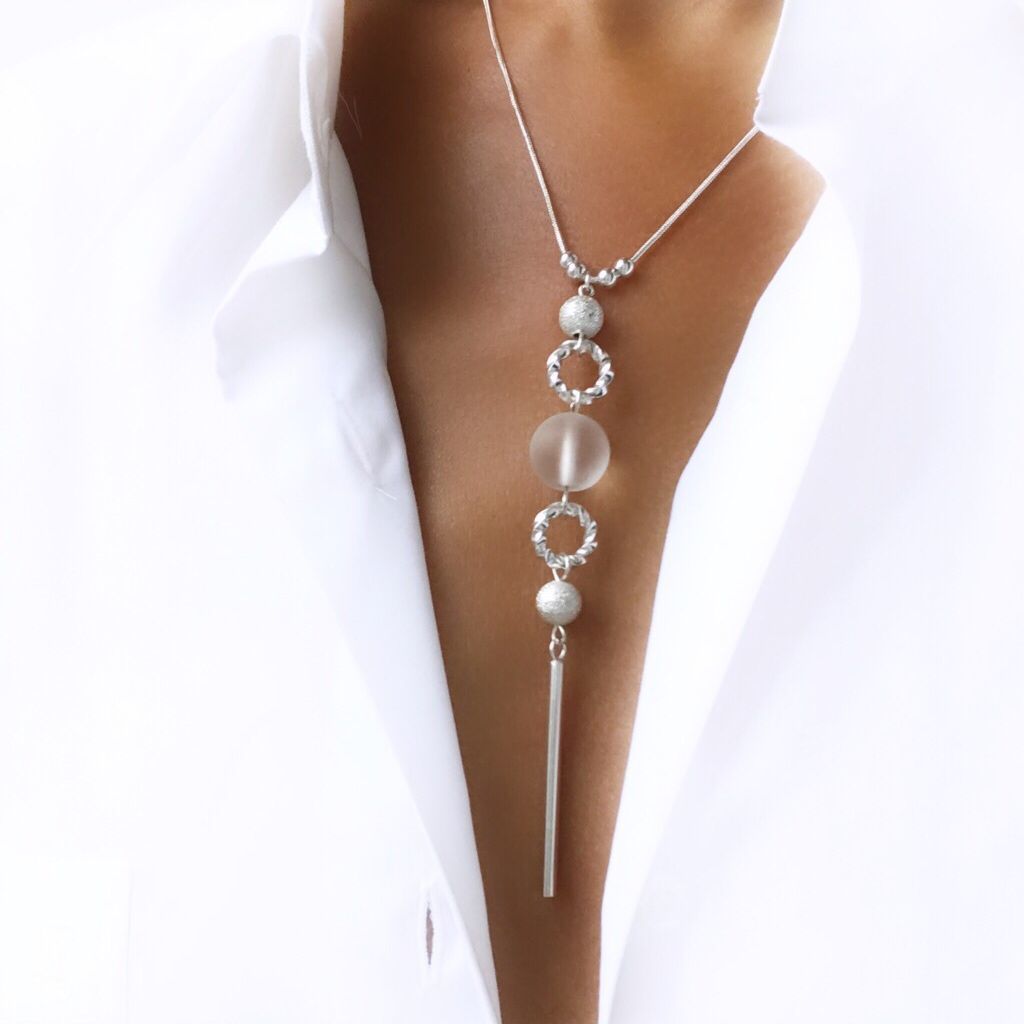 Necklace Matte Light elongated rhinestone on chain, Necklace, Yaroslavl,  Фото №1