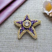Украшения ручной работы. Ярмарка Мастеров - ручная работа broches: Estrella de mar púrpura-oro. Handmade.
