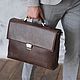 Men's business leather briefcase 'Richard' (Tobacco), Brief case, Yaroslavl,  Фото №1