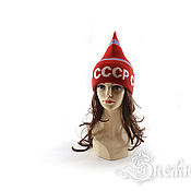 Петушок синий СССР спортивная вязаная шапка унисекс ретро мода