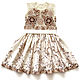 dress for girls, height 128 cm. irish lace. front view with belt
