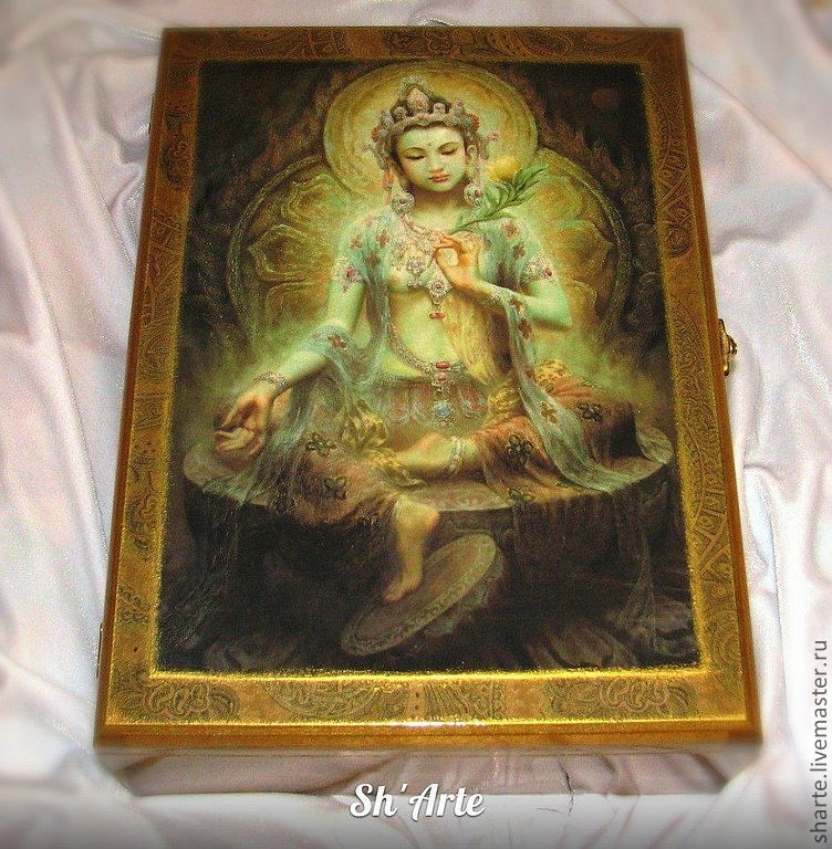 Box for needlework/paper Green Tara in gold, Box, Moscow,  Фото №1